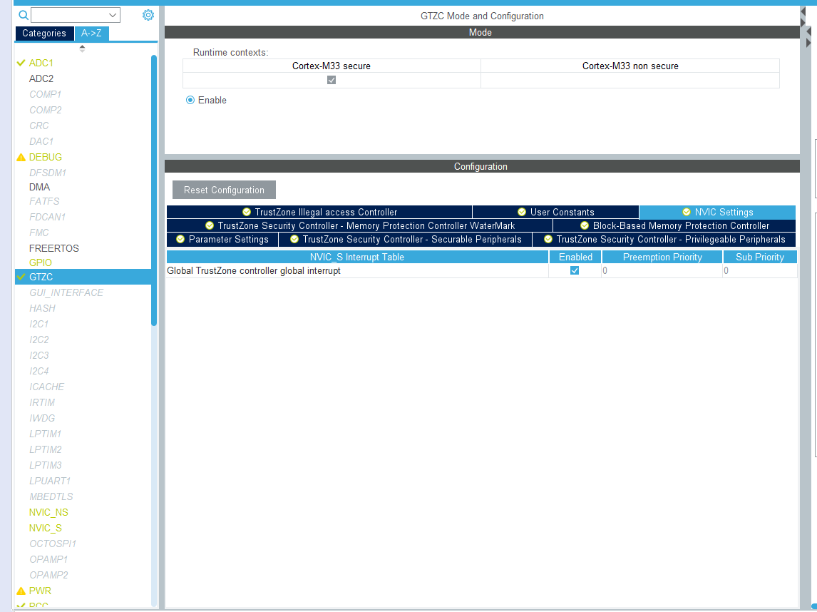 Example Project Configuration: GTZC Configuration