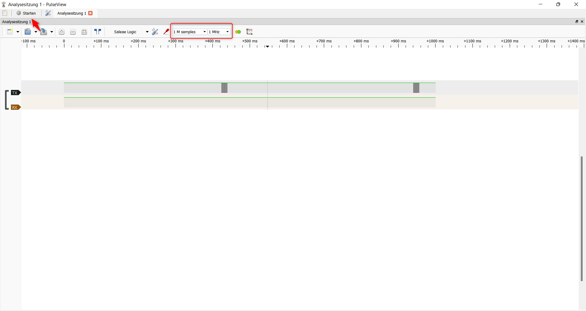 PulseView recording of the signal