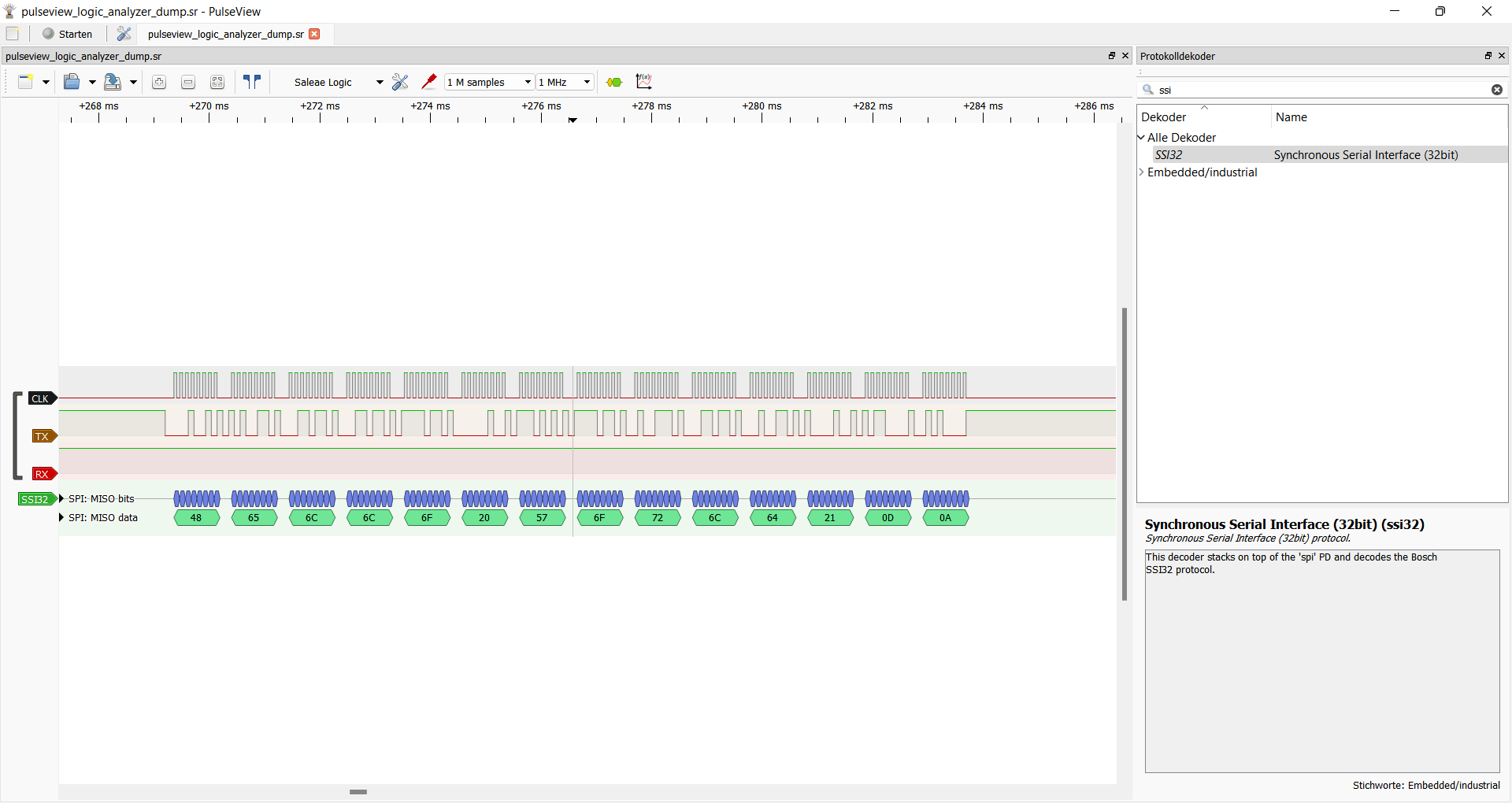 PulseView: USRT decoded
